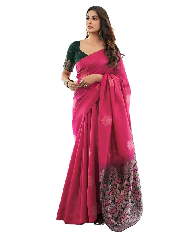 SIRIL Women's Soft Silk Saree, Jacquard Zari Work Saree With