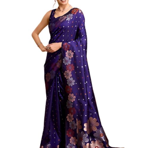 C J Enterprise Women's Banarasi Pure Soft Kanjivaram Silk Saree With Blouse Piece For Wedding (Champa-51)