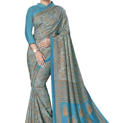 Miraan Women's Art Silk Printed Saree With Blouse Piece (VI2430; Blue)