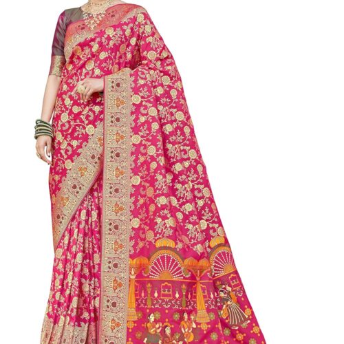 Monjolika Fashion Women's Banarasi Silk Saree With Blouse Piece.
