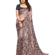 SIRIL Women's Georgette Floral Print Geoegette Saree With Unstitched Blouse Piece