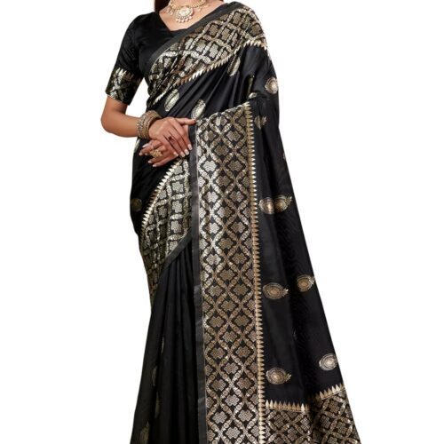 Shasmi Women's Banarasi Saree Pure Kanjivaram Silk Saree Soft new ladies 2025 Design Wear Pattu Sarees Latest Party Sari collections With Blouse Piece for Wedding sadi (PARI-193)