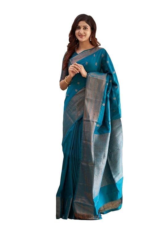 Yashika Women's Banarasi Kanjivaram Cotton Silk Jaquard Saree Printed Saree Yashika Women's Banarasi Kanjivaram Cotton Silk Jaquard Saree Printed Saree With Unstitched Blouse Material - Suitable For All Indian Occasions and Festivals