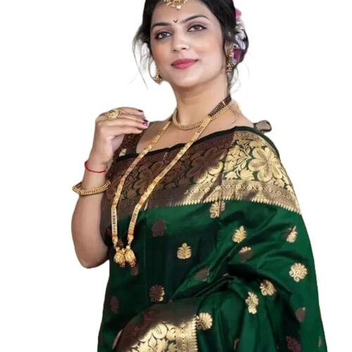 Yashika Women's Zari Woven Cotton Silk Jacquard Saree With Unstitched Blouse Material