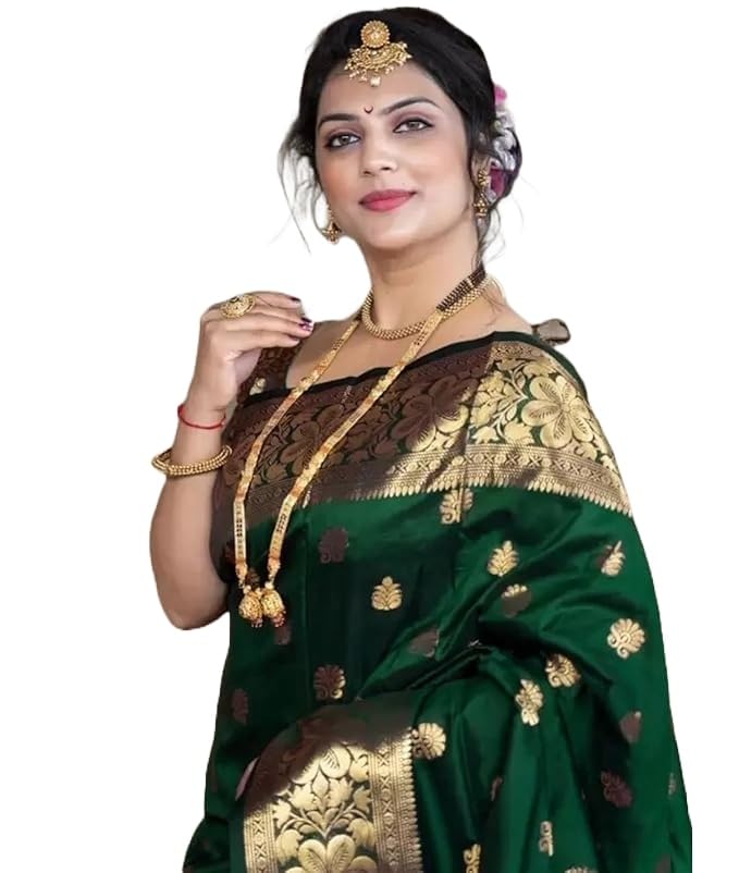 Yashika Women's Zari Woven Cotton Silk Jacquard Saree With Unstitched Yashika Women's Zari Woven Cotton Silk Jacquard Saree With Unstitched Blouse Material