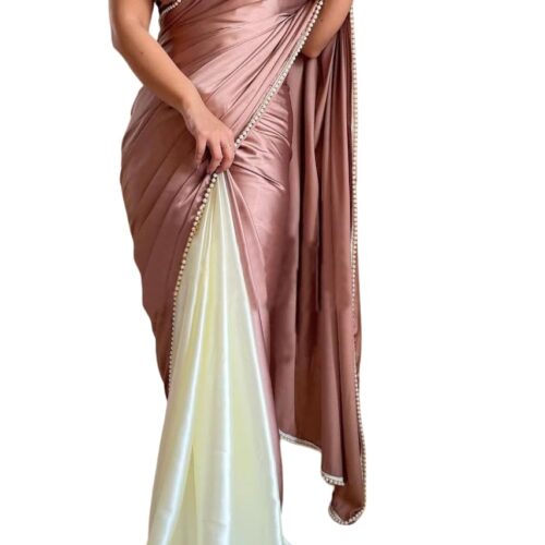 A To Z Cart Women's Satin Silk Half & Solid Plain Saree Shakti-New