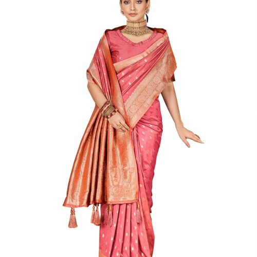 Mehrang Women's Pure Kanjivaram Silk Saree Banarasi Silk Wedding Sarees for Women with Blouse Piece…