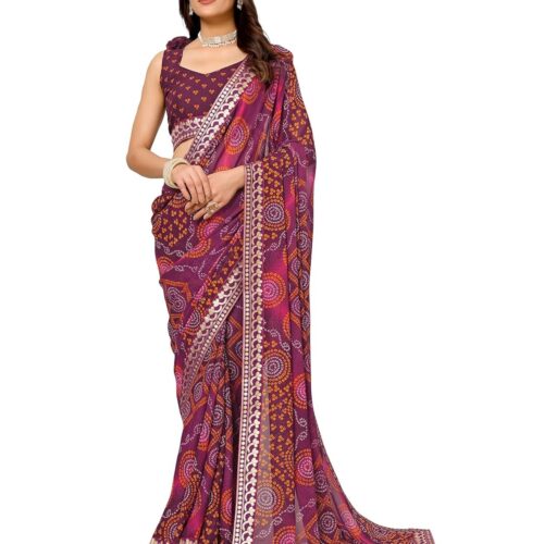 Yashika Women's Woven Latest Georgette Saree with Lace and Blouse Material