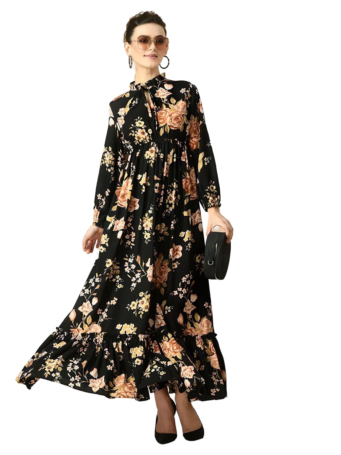 ZWERLON | Floral Maxi Dresses for Women | Long Sleeve Beautiful Floral Patterns | Stylish and Elegant Dress