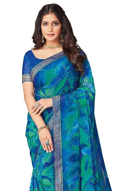 SIRIL Women's Chiffon Printed Saree With Unstitched Blouse Piece - Image 2