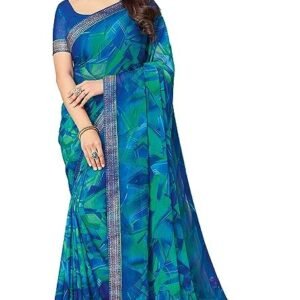 SIRIL Women's Chiffon Printed Saree With Unstitched Blouse Piece