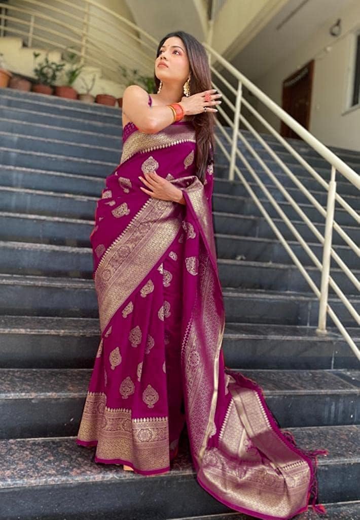 C J Enterprise Women's Pure Kanjivaram Silk Saree Soft Design With Blouse Piece For Wedding (Pari122-51) - Image 2