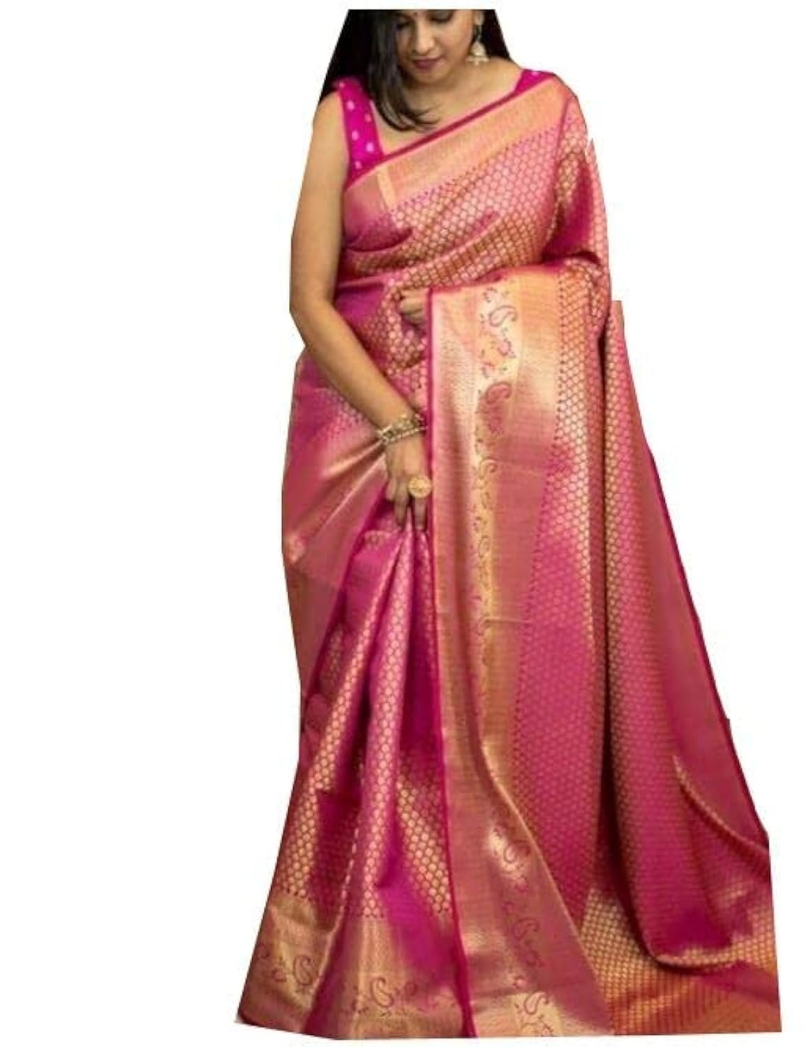 SGF11 Women's Kanjivaram Soft Silk Saree With Blouse Piece - Image 2