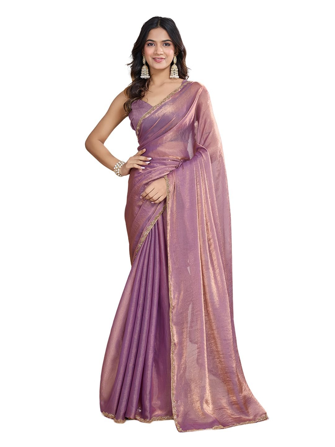 LOROFY Women's Two Tone Fendy Chiffon Saree