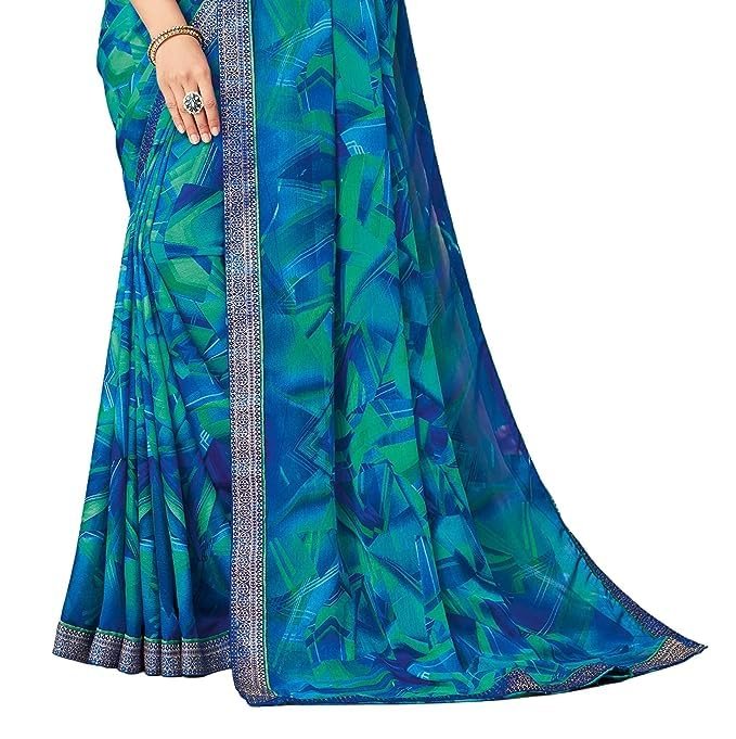 SIRIL Women's Chiffon Printed Saree With Unstitched Blouse Piece - Image 3