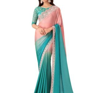 AKHILAM Women's Pure Chiffon Embellished Saree With Unstitched Blouse (SNDLWOD1301_TFH_Parent)