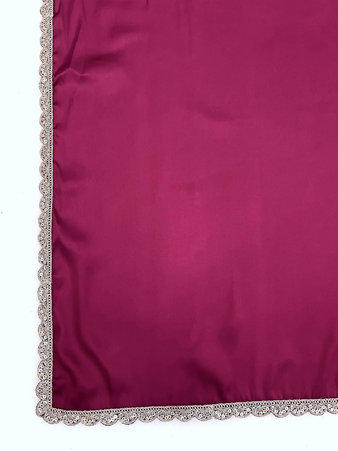 SATAZ Women's Ready To Wear Pink Satin Silk One Minute Readymade Stitched Saree Scalloped Border With Unstitched Blouse - Image 5
