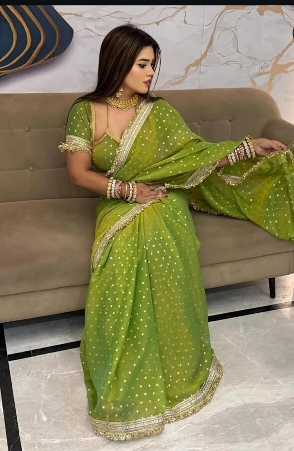 Yashika Women's Frendy Satin Butti Saree with Blouse Piece for Traditional Ethnic Wear Sari - Image 3