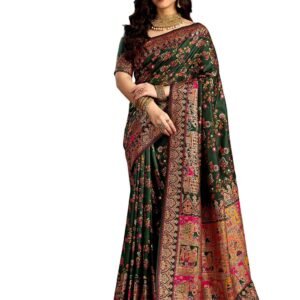 Satrani Women's Silk Weaving Banarasi Saree with Unstitched Blouse Piece