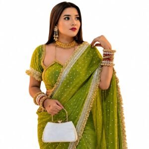 Yashika Women's Frendy Satin Butti Saree with Blouse Piece for Traditional Ethnic Wear Sari