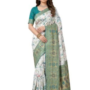 C J Enterprise Women's Kanjivaram Style Soft Silk Saree Heavy Zari Woven Traditional Wedding Saree with Blouse Piece (Morpankh)