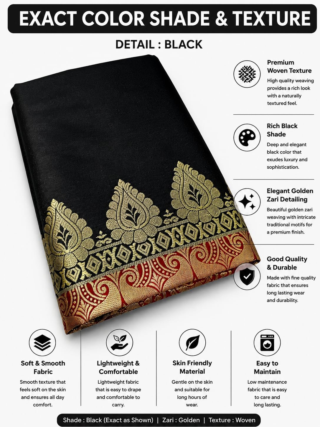 Women's Glory Satin Silk Saree Plain Soft Shiny Elegant Party Traditional Ethnic - Image 2