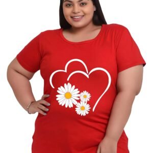 Elite soul Womens Plus Size Cotton T-Shirt ? Graphic Printed Curvy Fit Tees for Sleep, Yoga, Gym, Stretchable Soft Fabric Tops