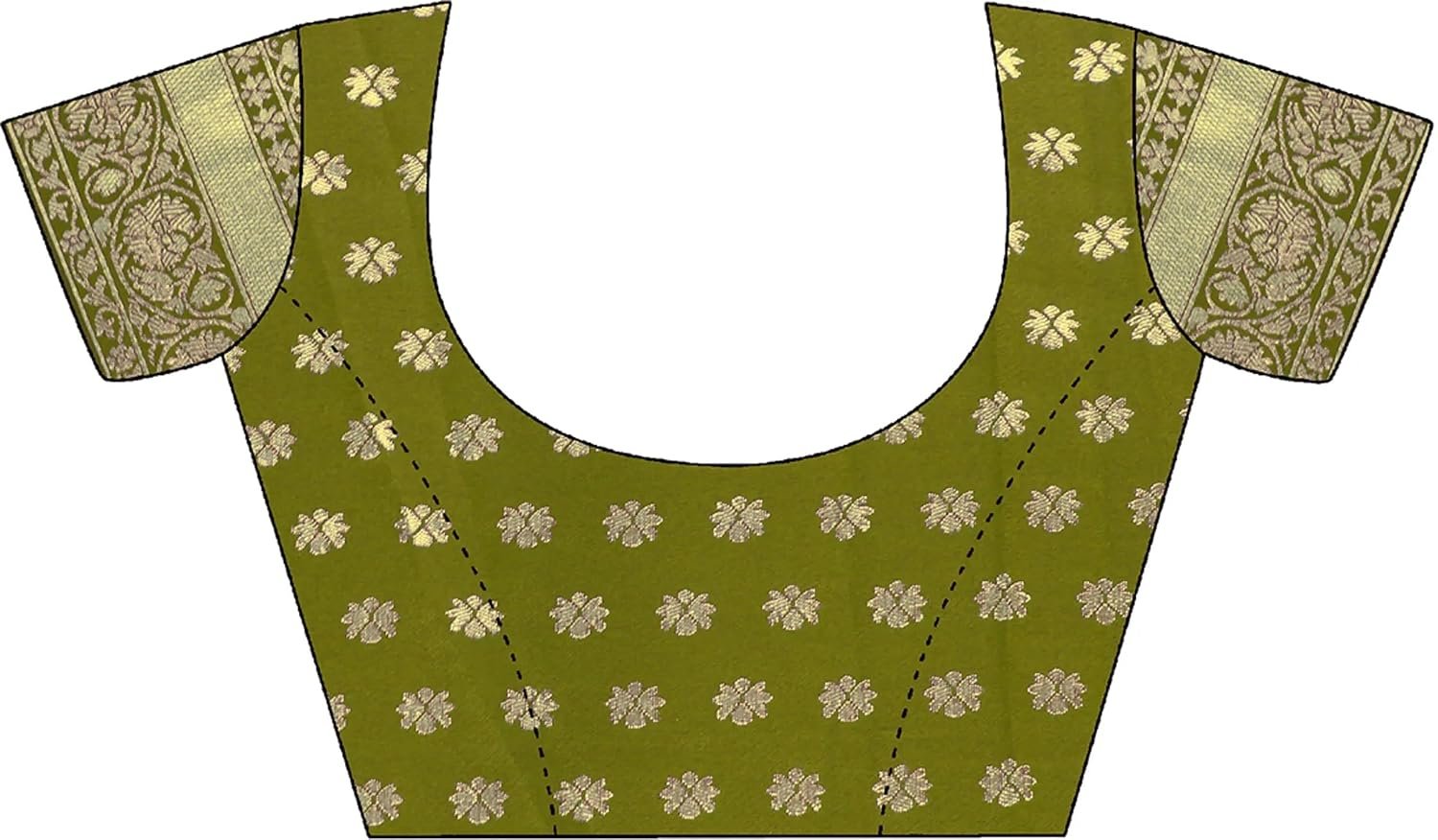 Shasmi Women's Mehndi Printed, Embroidered, Embellished Bandhani Georgette Party Sari collections With Blouse Piece for Wedding sadi (PARI-236) - Image 6