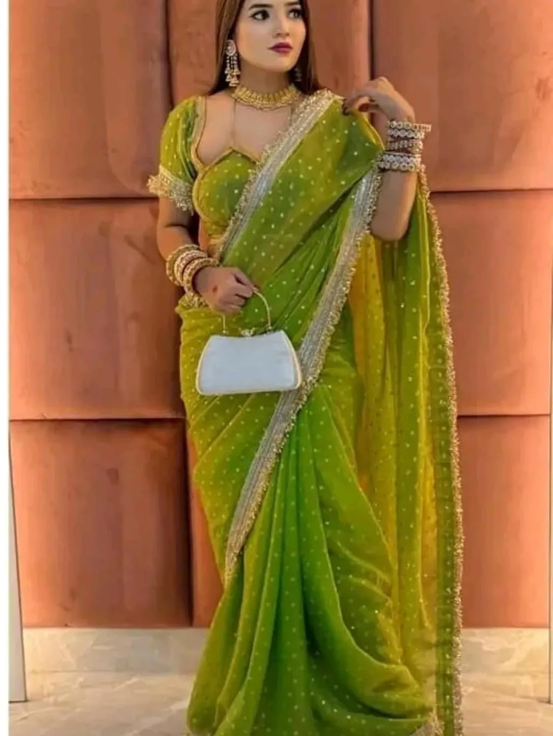 Yashika Women's Frendy Satin Butti Saree with Blouse Piece for Traditional Ethnic Wear Sari - Image 2