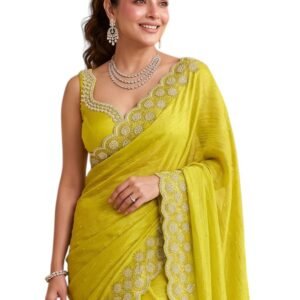 Women's Spacec Silk Saree with Zarkhad Diamond Work | Soft Lightweight Designer Ethnic Saree with Unstitched Blouse Piece Graceful Draping for Festive Occasions