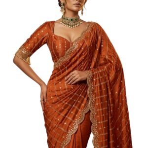 Designer Saree for Women with Elegant Star Dot Embroidery Work Soft Fabric Traditional Ethnic Wear Saree with Rich Border & Blouse Piece for Festive Wedding Daily Wear
