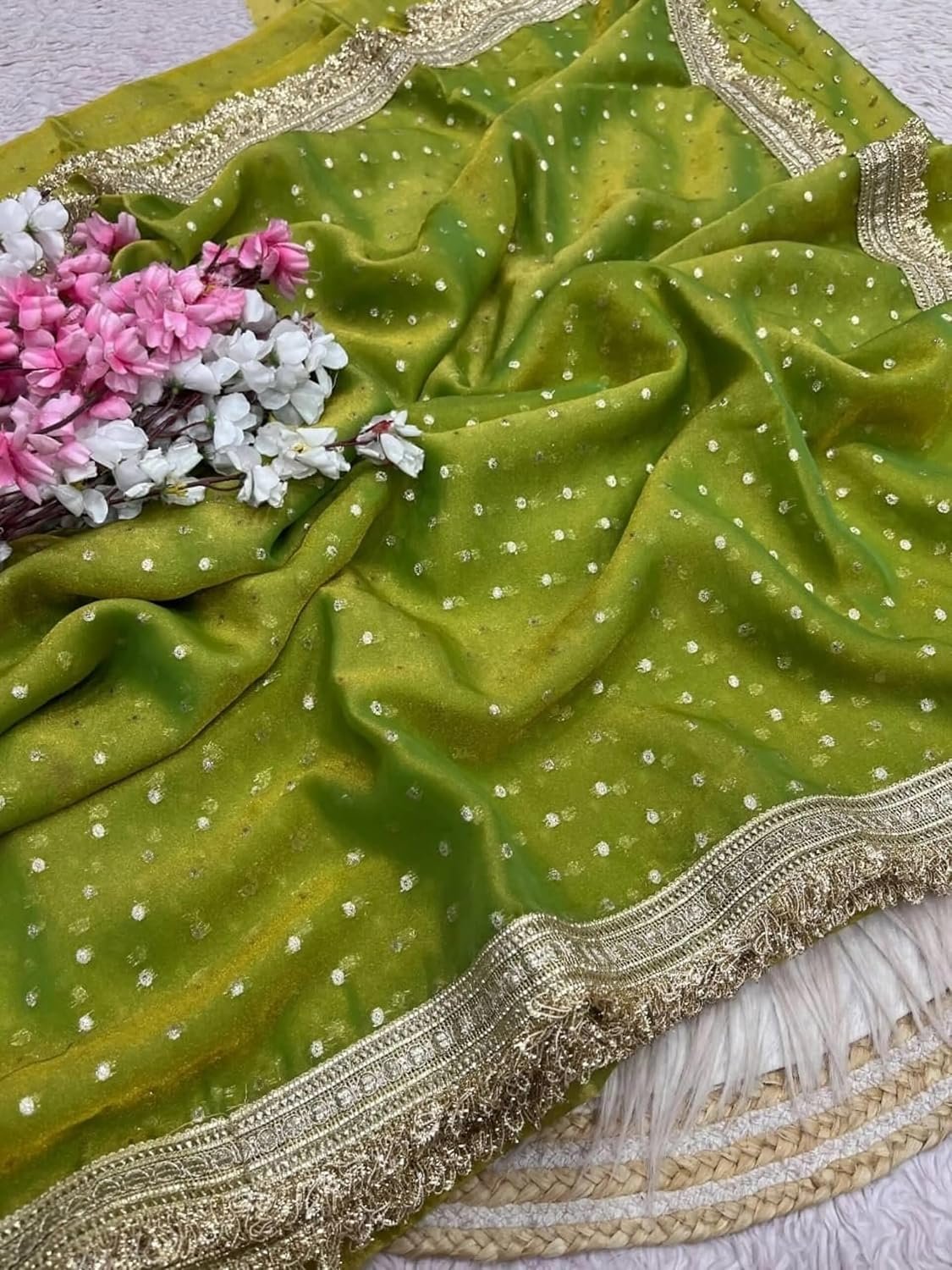 Yashika Women's Frendy Satin Butti Saree with Blouse Piece for Traditional Ethnic Wear Sari - Image 5
