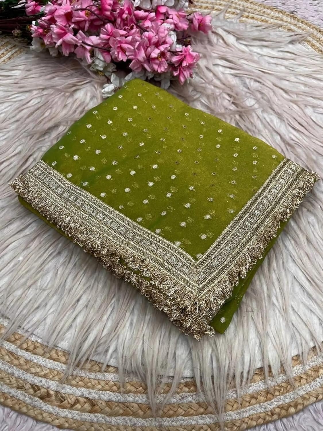 Yashika Women's Frendy Satin Butti Saree with Blouse Piece for Traditional Ethnic Wear Sari - Image 6