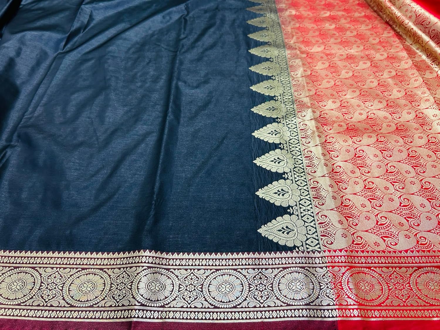 Women's Glory Satin Silk Saree Plain Soft Shiny Elegant Party Traditional Ethnic - Image 5