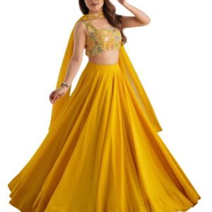 Women's Trending Designeer Fox Georgetted Lehenga Choli Print with Foil Work With unstitched Blouse Print Adorned with Foil Work For Navrati || Wedding