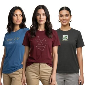 Nobero Women's Graphic Printed Regular Fit Cotton T-Shirt | Casual Tees for Women (Pack of 3)