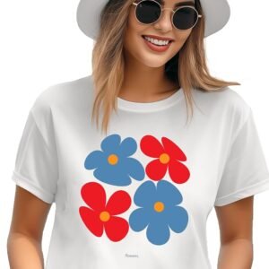VLAM Graphic Flowers Printed Tshirt for Women | Floral Tshirt for Women and Girls