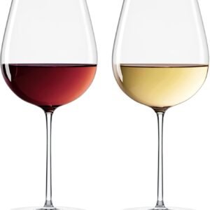 Crystal Cut Rim 6 Piece Glass Set for Red & White Wine, Big Wine Glasses, 600ml, Pack of 6