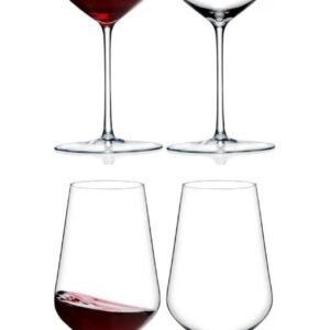 Red & White Wine Glass Curve Wine Glass 350 ML, Set of 2 Crystal Brandy Glass Hand Blown Lead-Free, Ultra Thin Rim Champagne Flute Mix Drinking Glasses, Wine, Whiskey Glasses