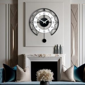 Wall Clock Stylish Metal Analog Wall Clock for Living Room, Bedroom, Office, Kitchen, Home and Hall | Antique Fancy Big Size Modern Wall Watch (Black(ST-28), 40 CM)
