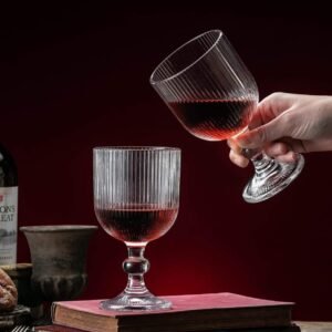 Lining Wine Glasses | 370ML | Premium, Champagne, Crystal, Vintage, Italian Glass Mug | Perfect for Home, Bar, Casino Party | (Pack of 2)