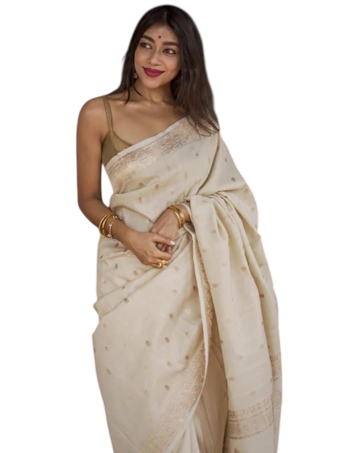Flosive “Women’s Traditional Banarasi Kanjivaram Soft Silk Saree with Intricate Zari Weaving, Elegant Ethnic Design, Festival & with Blouse Piece”