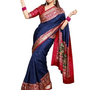 AKHILAM Women's Silk Blend Woven Design Saree With Blouse Piece