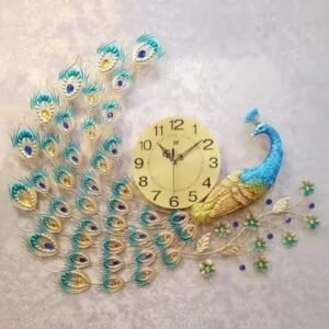 JRD® Peacock Design Wall Clock for Home Decor Living Room Hall Office Bedroom Fancy Stylish Antique Metal Watch (Design 2)