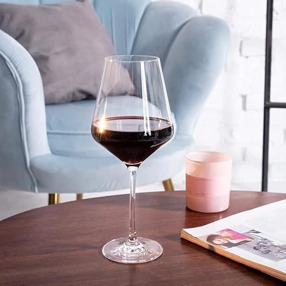 Allegra European Style Crystal Clear 360 ml Red Wine and White Wine Glasses Set of 2 pcs, 100% Lead Free Glass, Unique Modern DesignFalooda Glass Set of 2