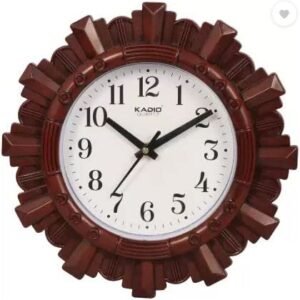 Kadio Analog 24.5 cm X 24.5 cm Wall Clock (Maroon, with Glass, Standard)