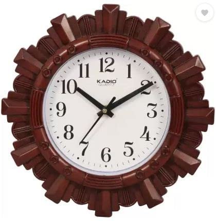 Kadio Analog 24.5 cm X 24.5 cm Wall Clock (Maroon, with Glass, Standard)