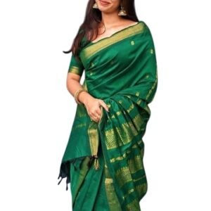 Women's Pure Kanjivaram Silk Saree with Blouse Piece | Soft Banarasi Style | Elegant Wedding Sari for Women