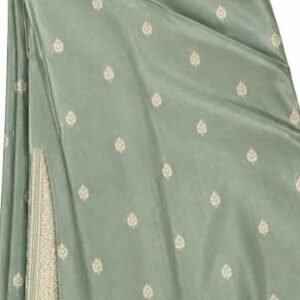 Banarasi Simar Silk Saree Sage Green with Golden Woven Border