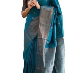 Women's Pure Soft Kanjivaram Cotton Silk Saree Banarasi Style With Blouse Piece for Wedding (Diamond-Butti)